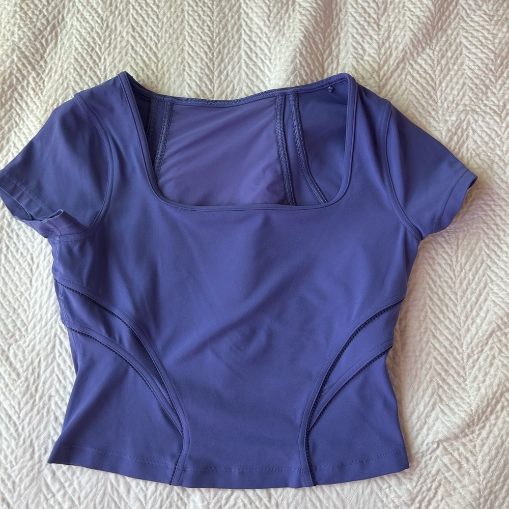 Lululemon Square Neck Mesh and Nulu Yoga Shirt in Wild Indigo